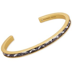 KENDRA SCOTT JACK VINTAGE GOLD-PLATED BRASS + CHARCOAL GRAY CRYSTAL BRACELET